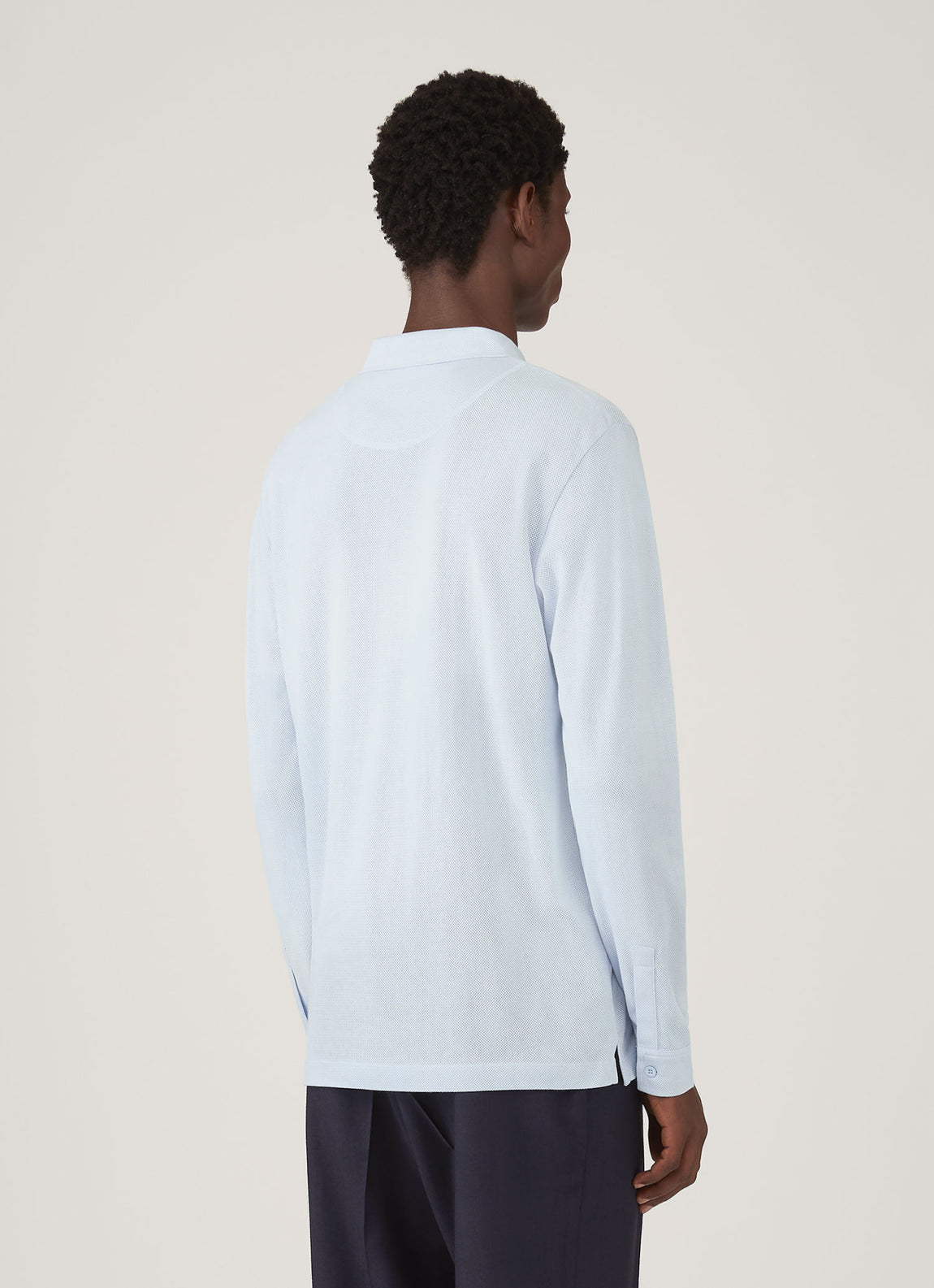 Men's Long Sleeve Riviera Polo Shirt in Frost Blue