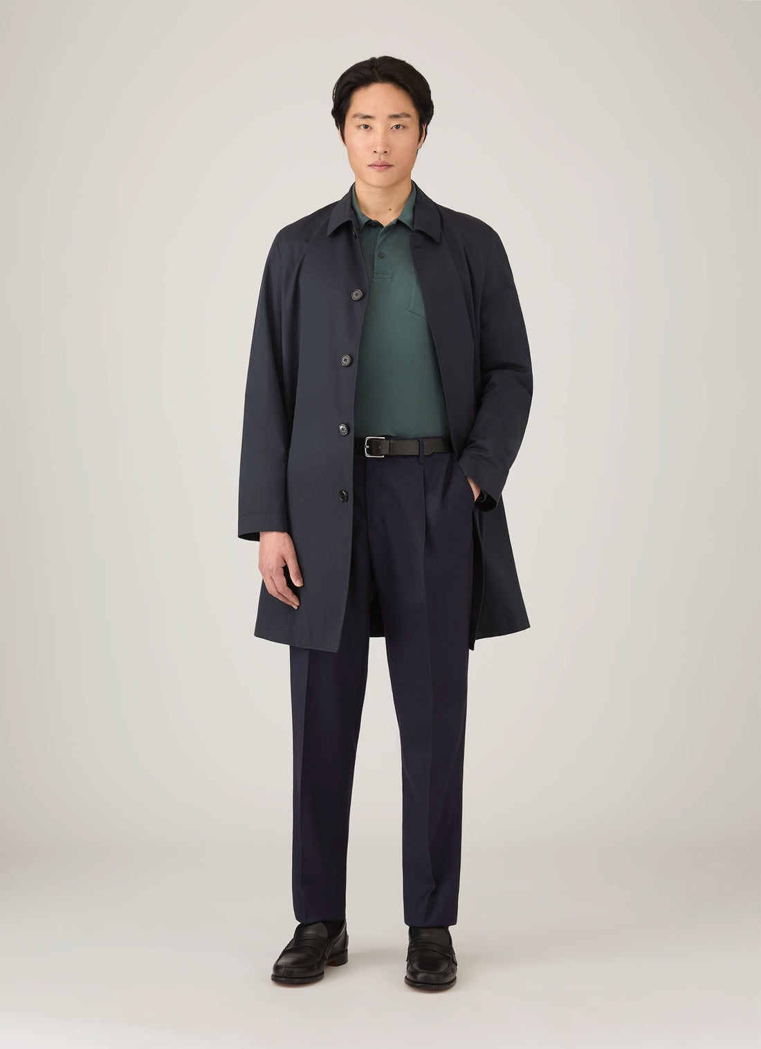 Men's Long Sleeve Riviera Polo Shirt in Dark Petrol