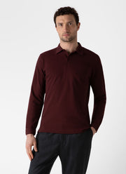 Men's Riviera Long Sleeve Polo Shirt in Maroon