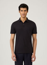 Men's Sea Island Cotton Jersey Polo Shirt in Black