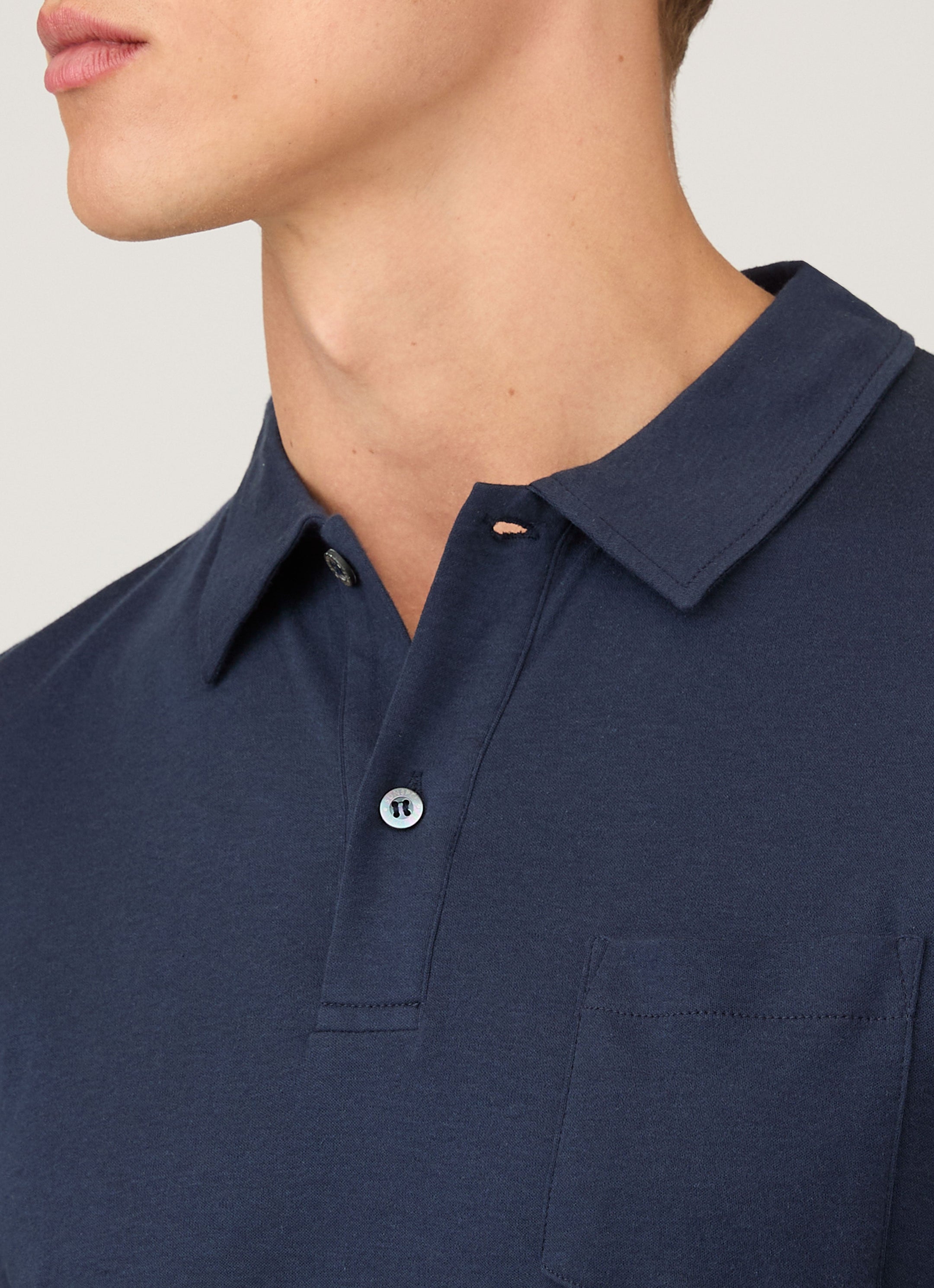 Men's Sea Island Cotton Jersey Polo Shirt in Navy