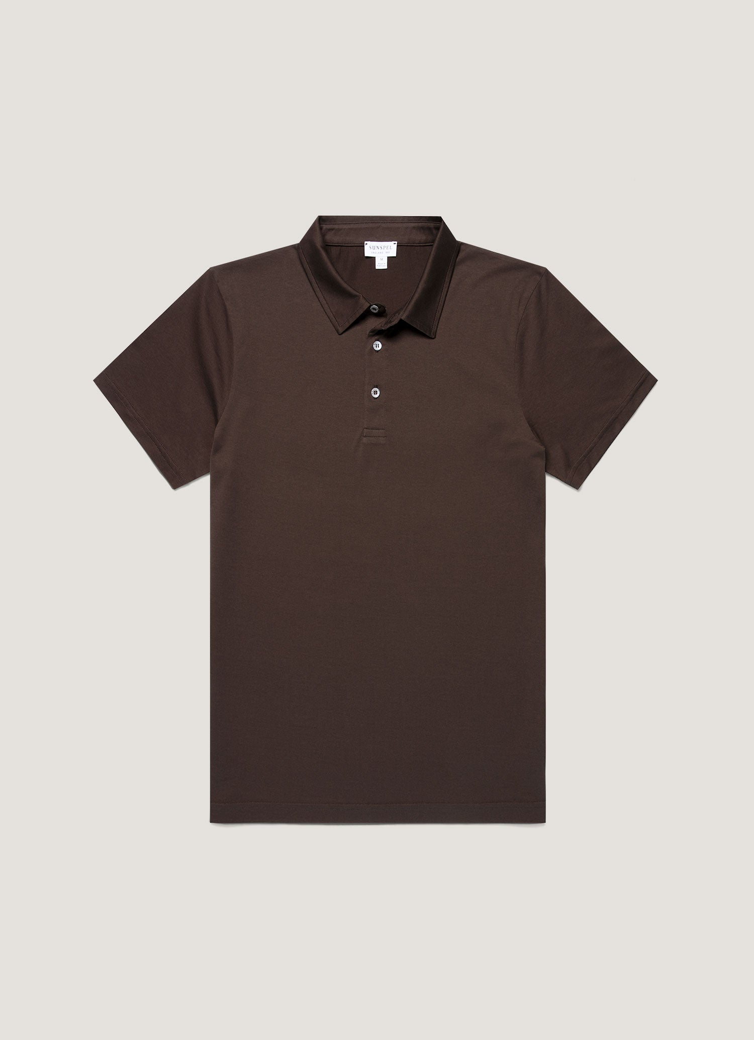 Men's Classic Jersey Polo Shirt in Dark Chocolate | Sunspel