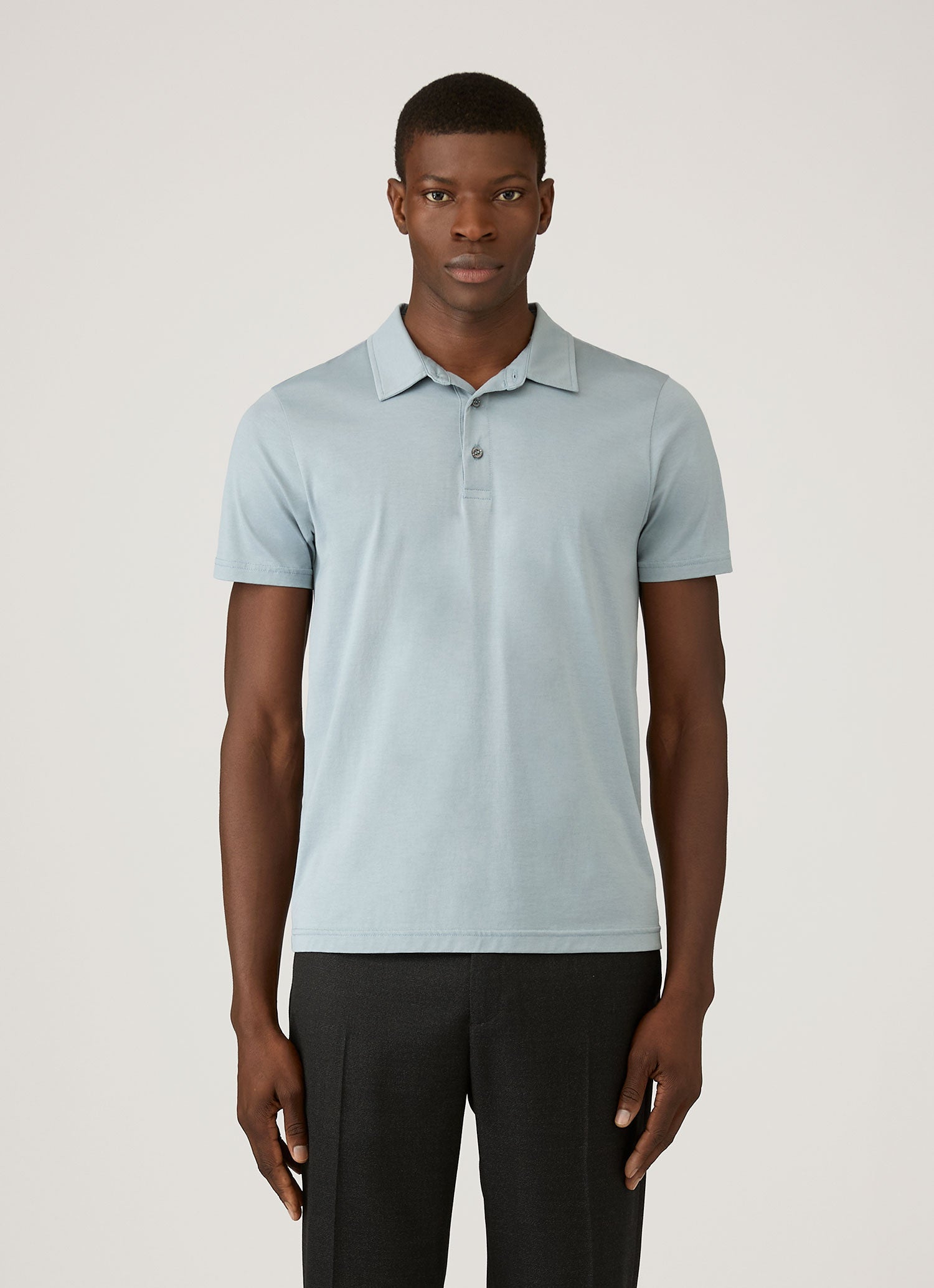 Men's Classic Jersey Polo Shirt in Stone Blue