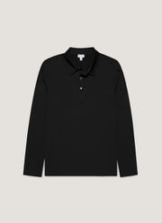 Men's Long Sleeve Classic Jersey Polo Shirt in Black