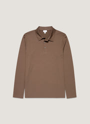 Men's Long Sleeve Classic Jersey Polo Shirt in Bark