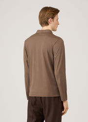 Men's Long Sleeve Classic Jersey Polo Shirt in Bark