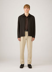 Men's Long Sleeve Classic Jersey Polo Shirt in Dark Chocolate