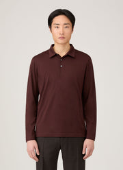 Men's Long Sleeve Classic Jersey Polo Shirt in Bakelite