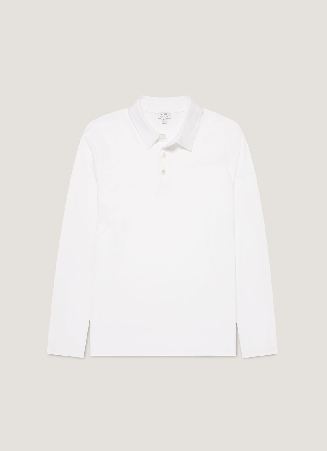 Men's Long Sleeve Classic Jersey Polo Shirt in White