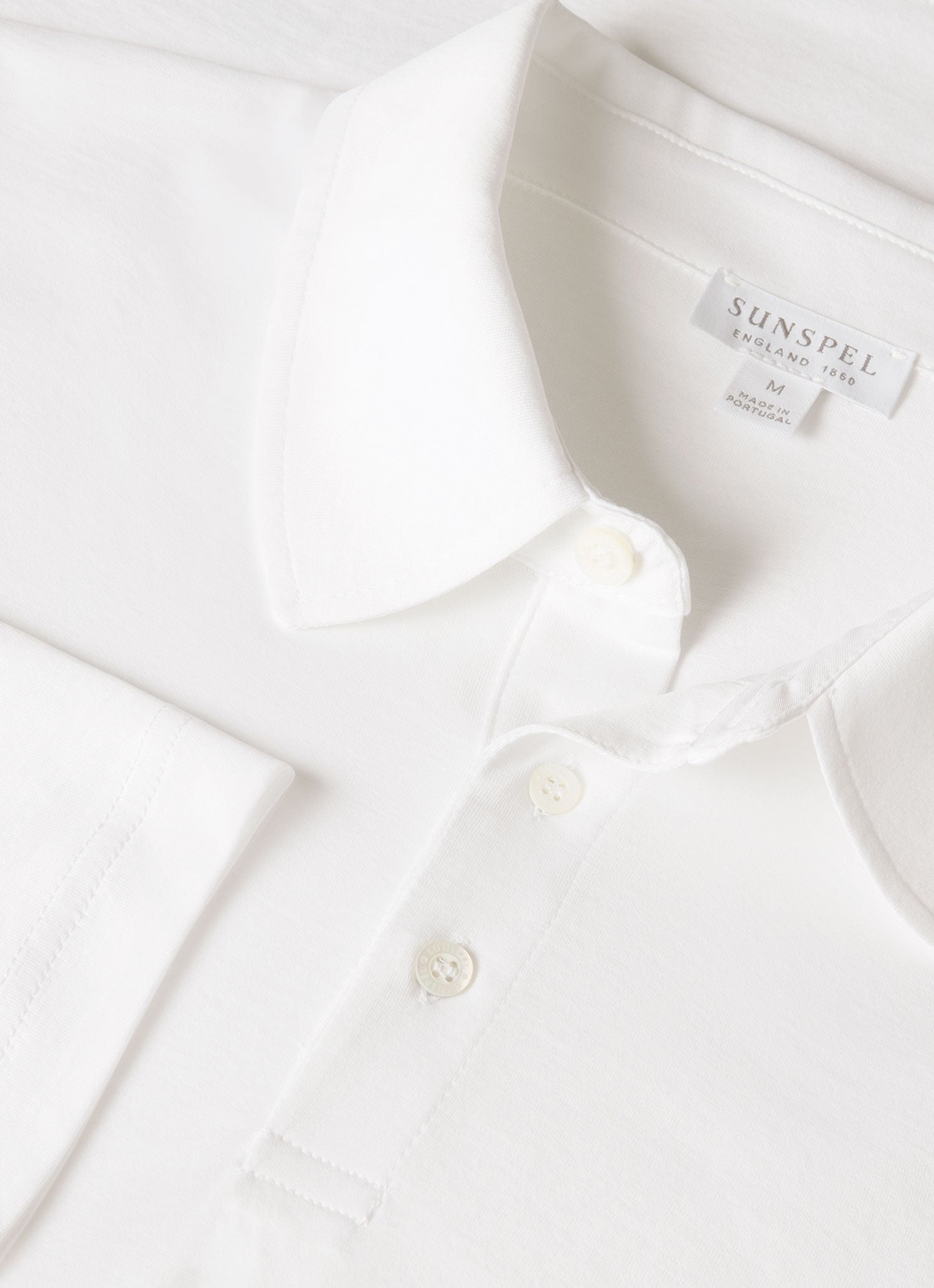 Men's Long Sleeve Classic Jersey Polo Shirt in White