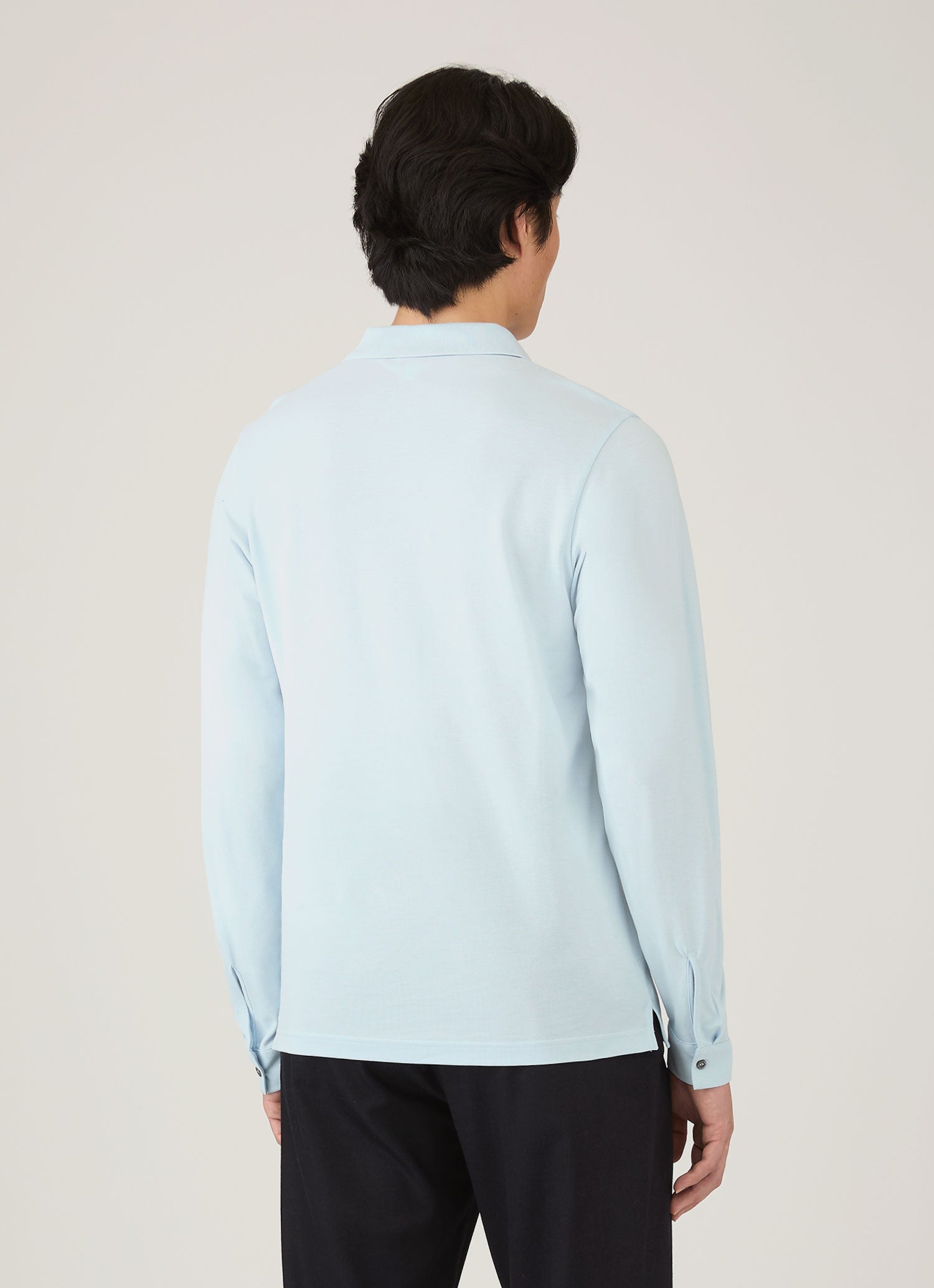 Men's Long Sleeve Piqué Polo Shirt in Frost Blue