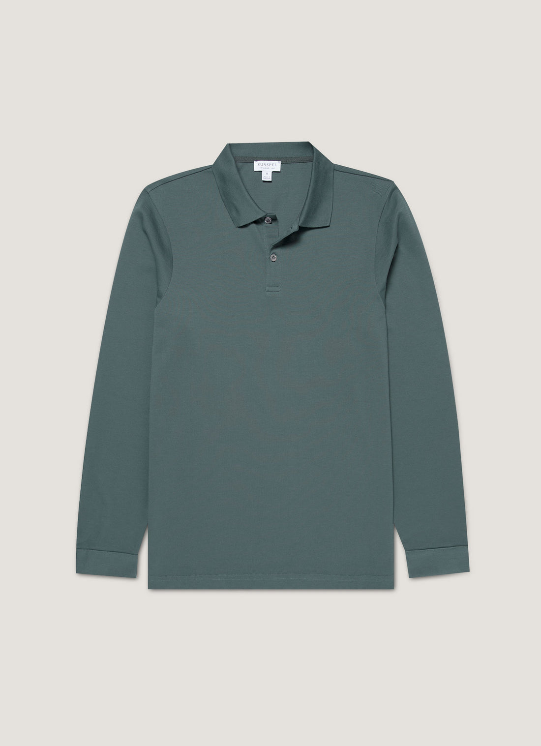 Men's Long Sleeve Piqué Polo Shirt in Dark Petrol