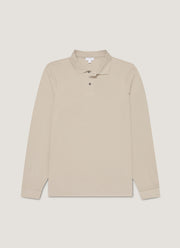 Men's Long Sleeve Piqué Polo Shirt in Fog