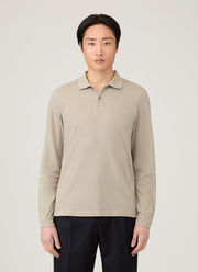 Men's Long Sleeve Piqué Polo Shirt in Fog