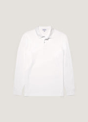 Men's Long Sleeve Piqué Polo Shirt in White