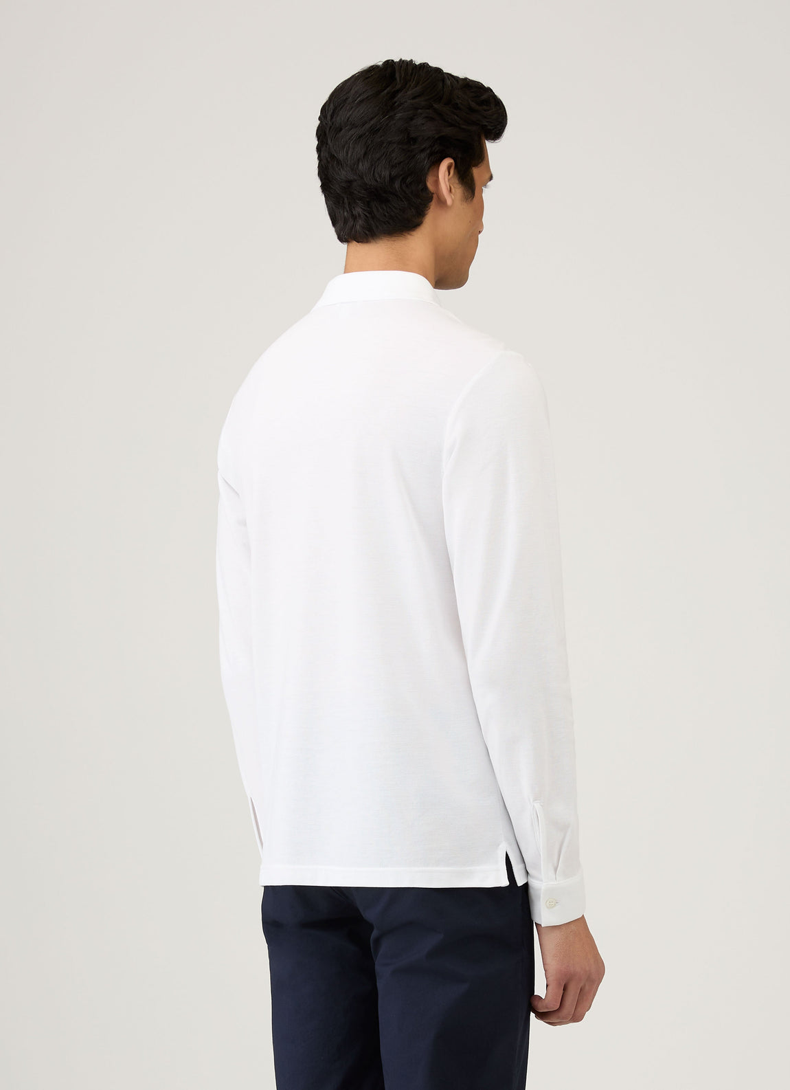 Men's Long Sleeve Piqué Polo Shirt in White