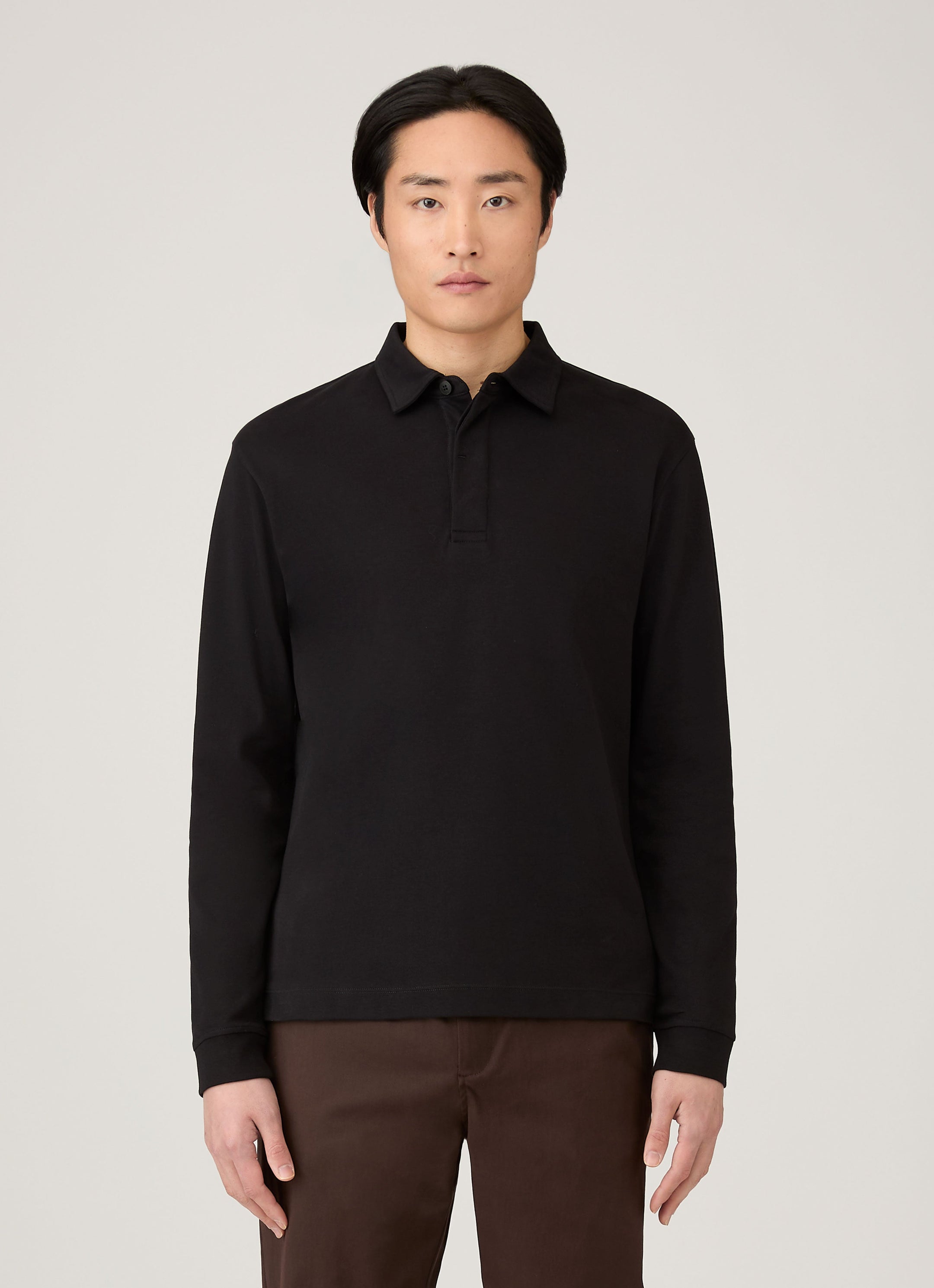 Men's Heavyweight Rugby Polo Shirt in Black