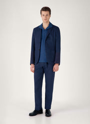 Men's Textured Jersey Polo Shirt in Soft Denim