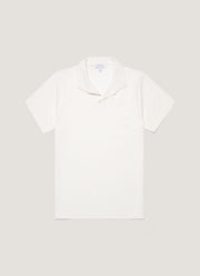 Men's Textured Jersey Polo Shirt in Ecru