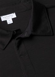 Men's Long Sleeve Ultra-Fine Merino Polo Shirt in Black