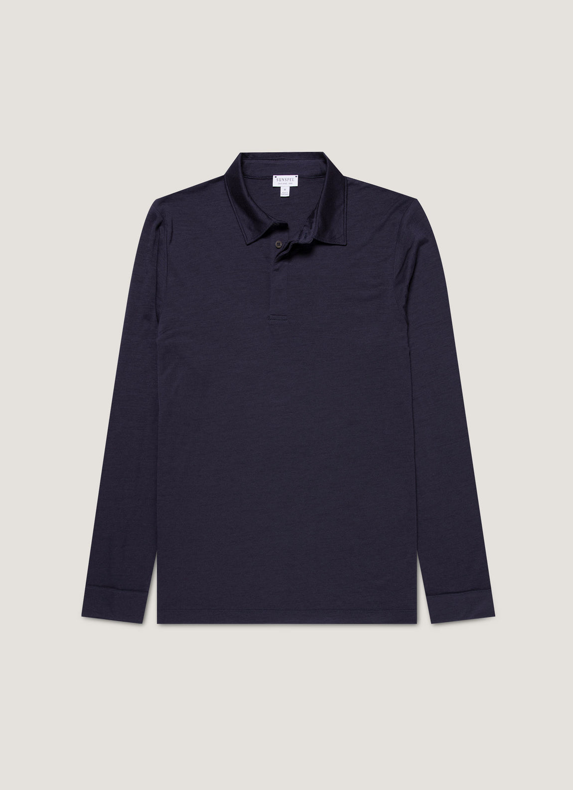 Men's Long Sleeve Ultra-Fine Merino Polo Shirt in Navy