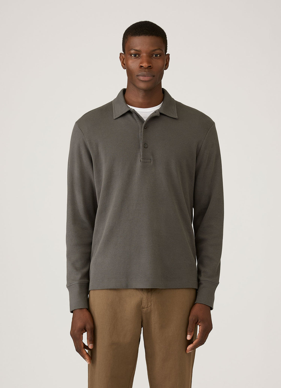 Men's Long Sleeve Cellulock Polo Shirt in Charcoal