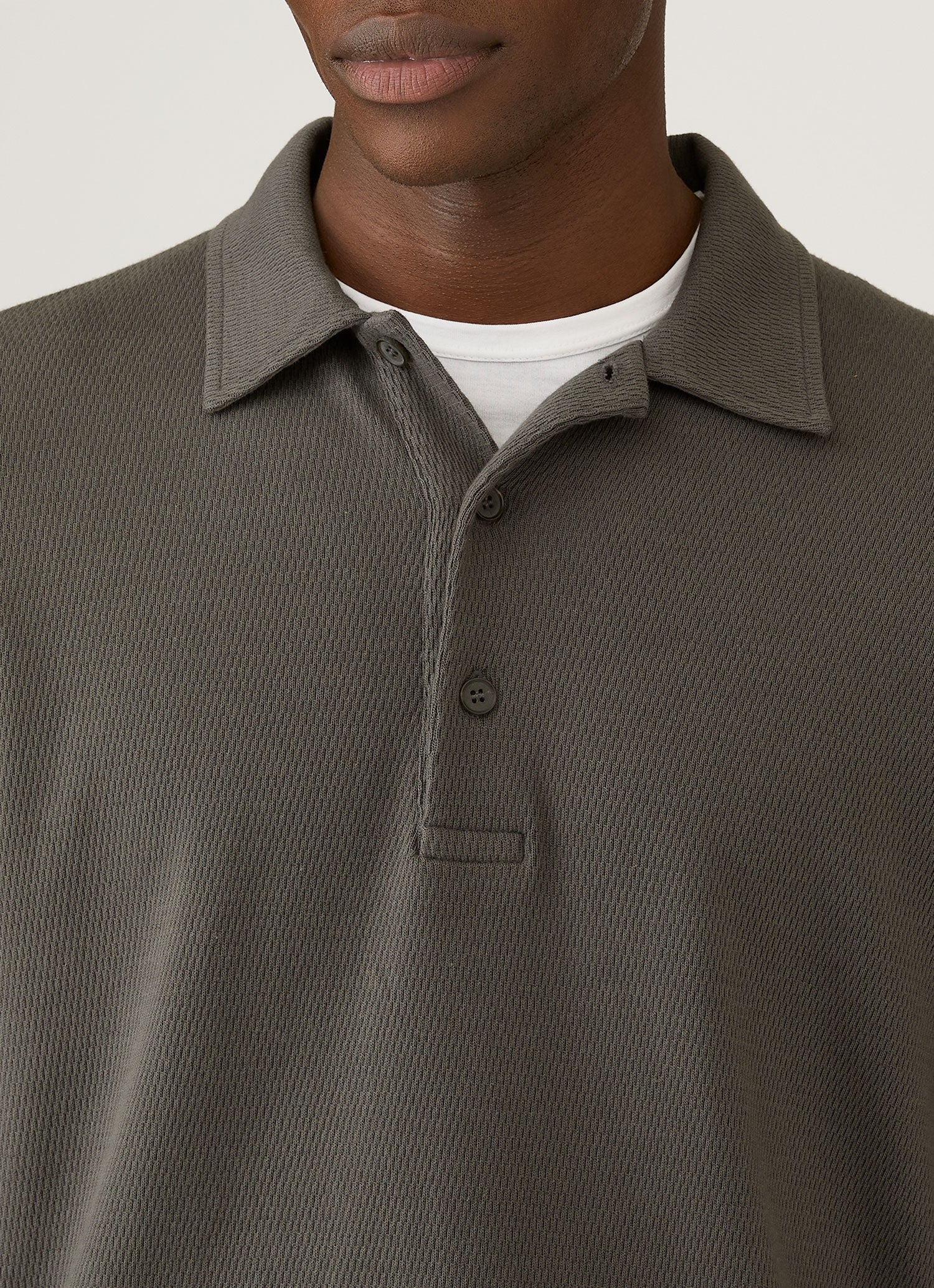 Men's Long Sleeve Cellulock Polo Shirt in Charcoal