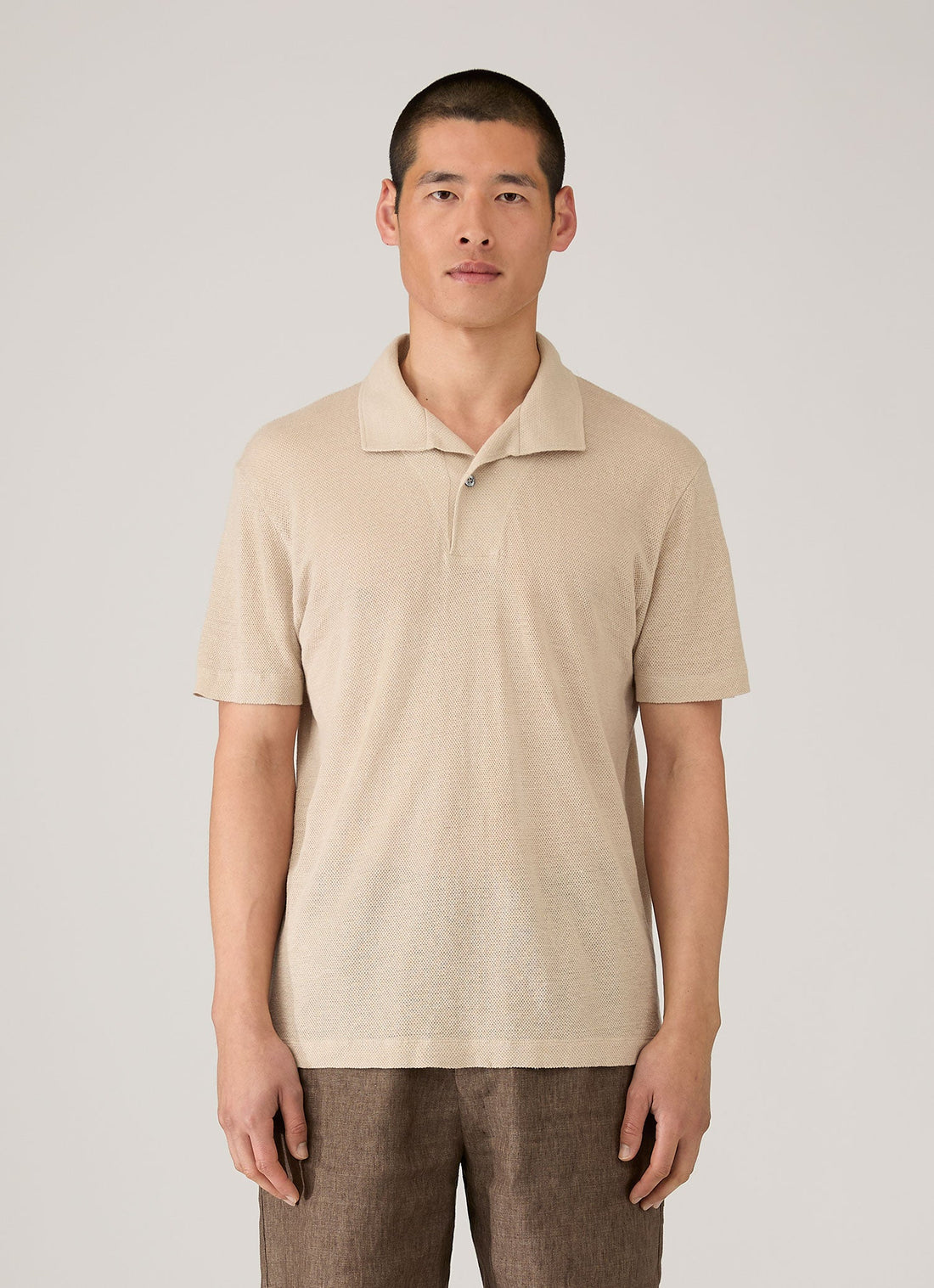 Men's Linen Piqué Polo Shirt in Hazelwood
