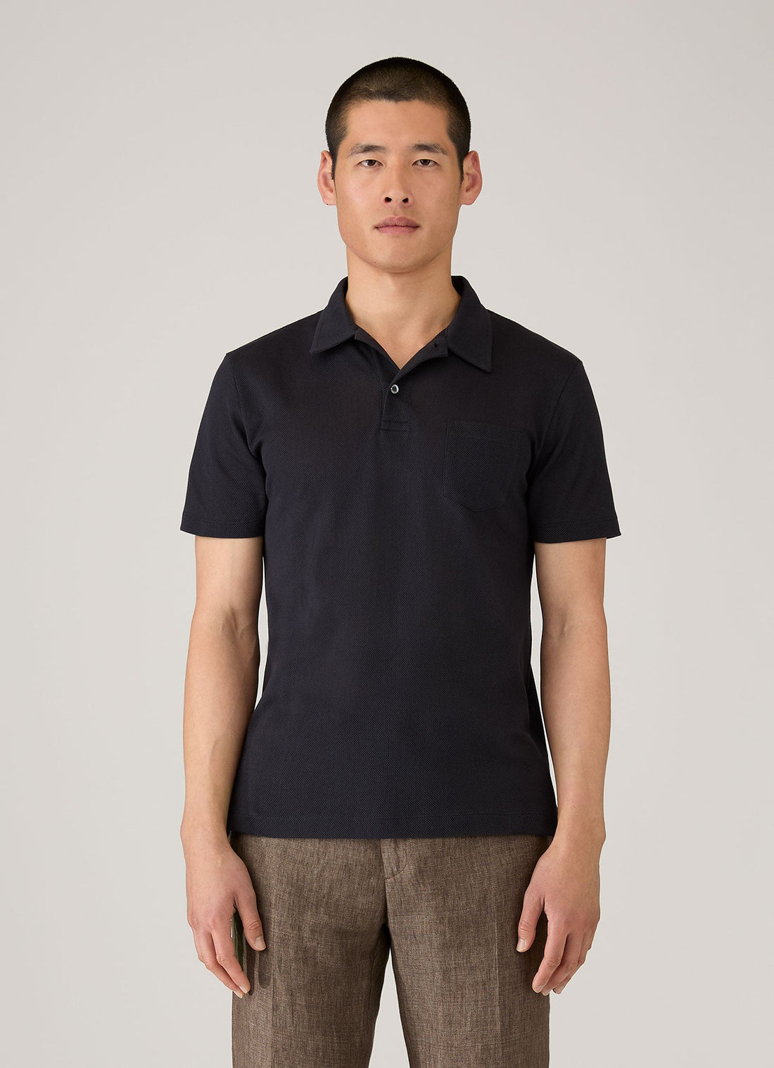 Men's Sea Island Cotton Riviera Polo Shirt in Midnight Navy