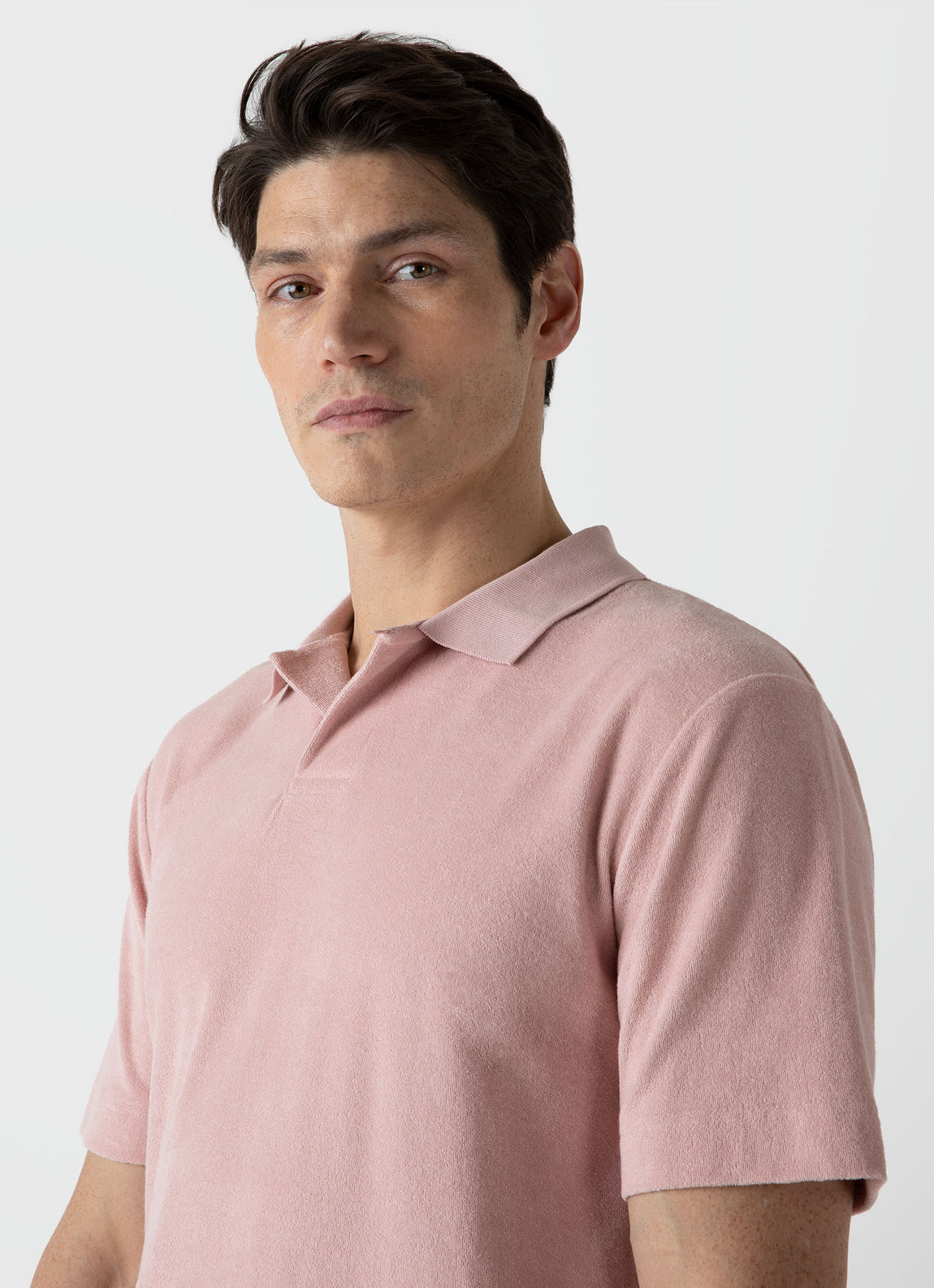 Men's Towelling Polo Shirt in Shell Pink