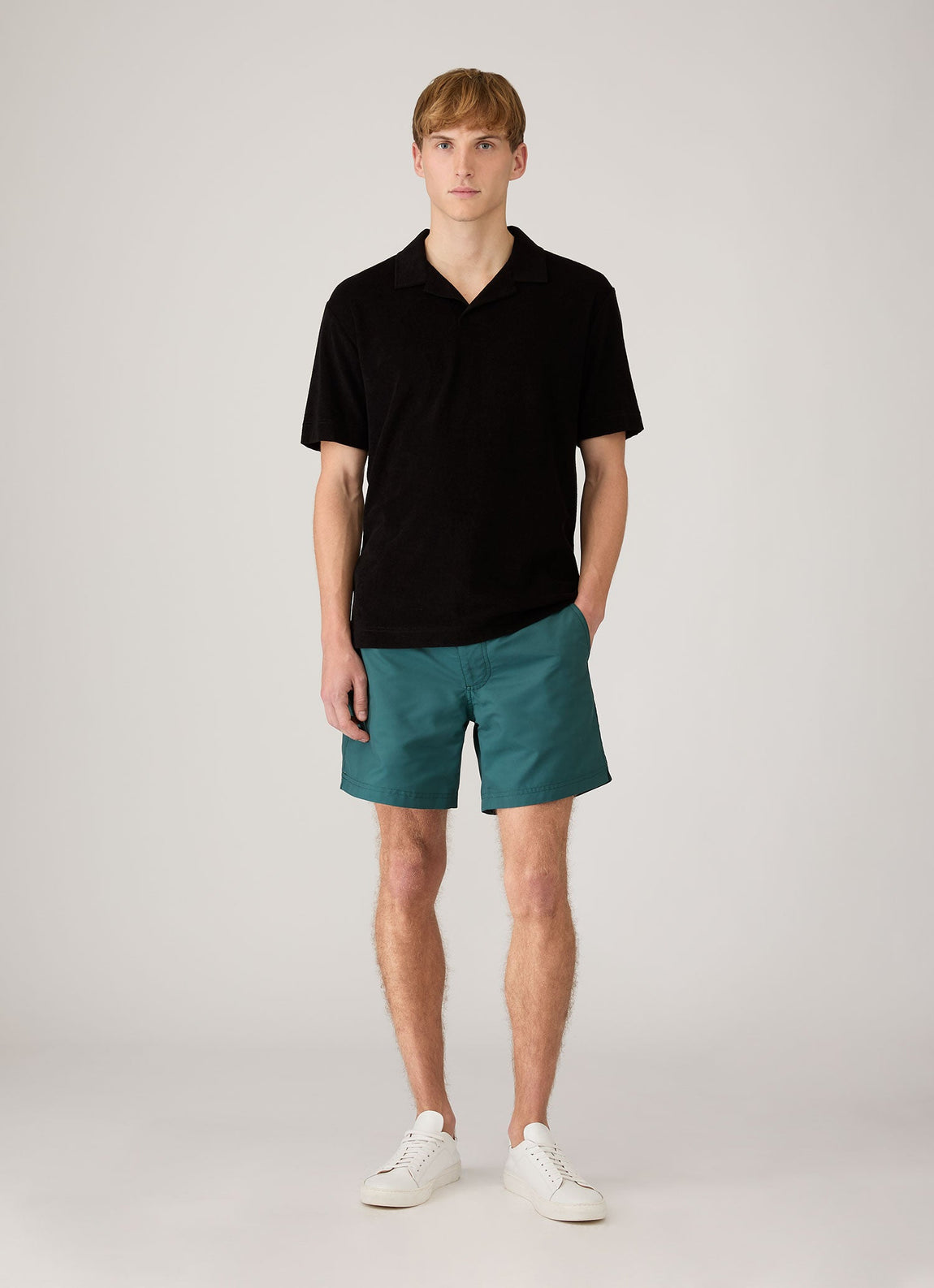 Men's Towelling Polo Shirt in Black