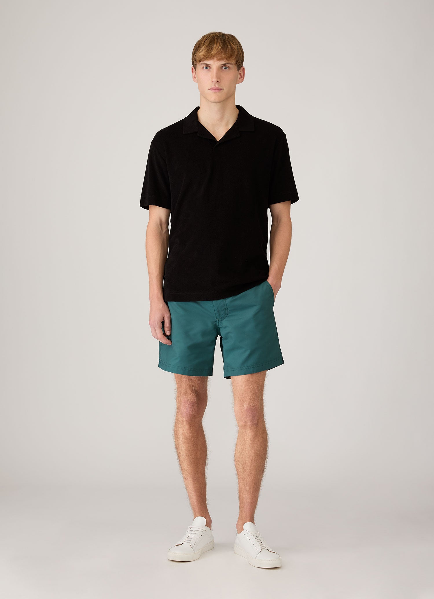 Men's Towelling Polo Shirt in Black