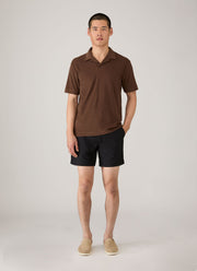 Men's Towelling Polo Shirt in Dark Walnut