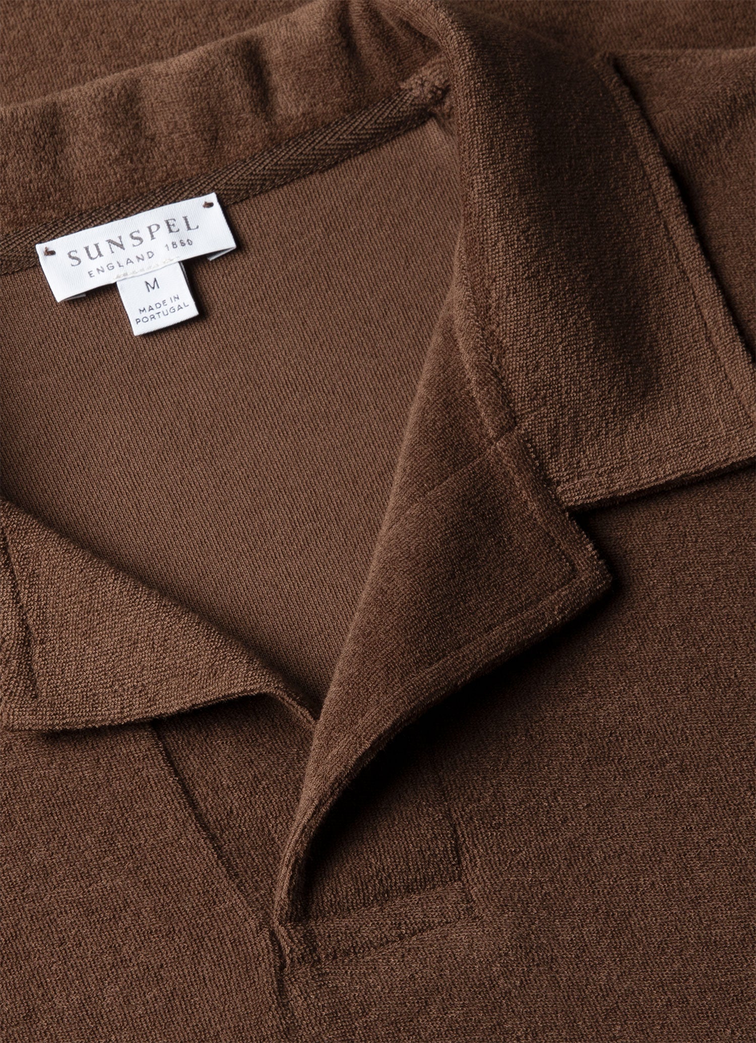 Men's Towelling Polo Shirt in Dark Walnut
