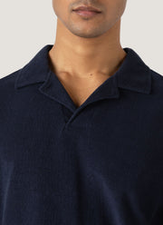 Men's Towelling Polo Shirt in Navy