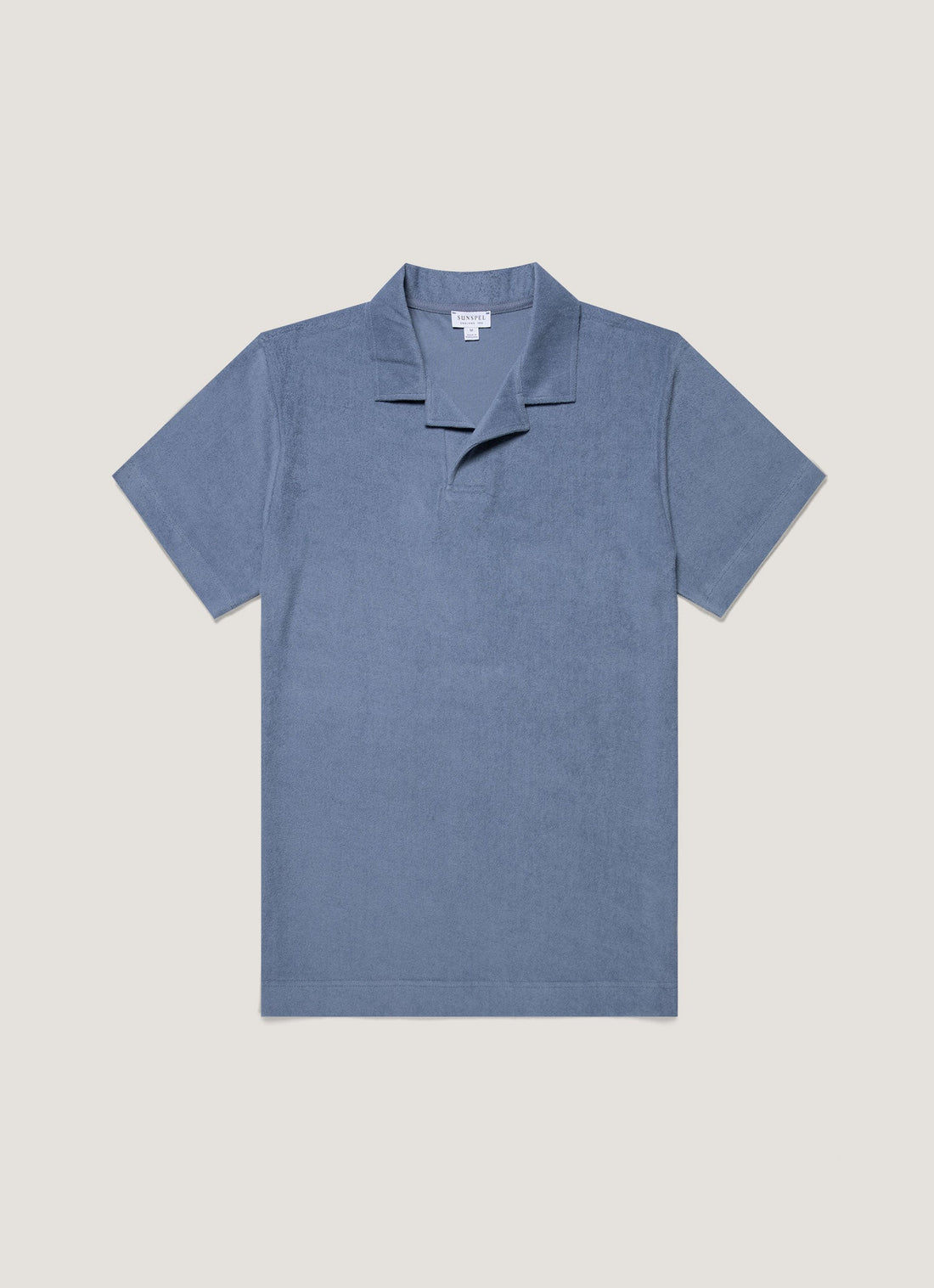 Men's Towelling Polo Shirt in Vintage Blue