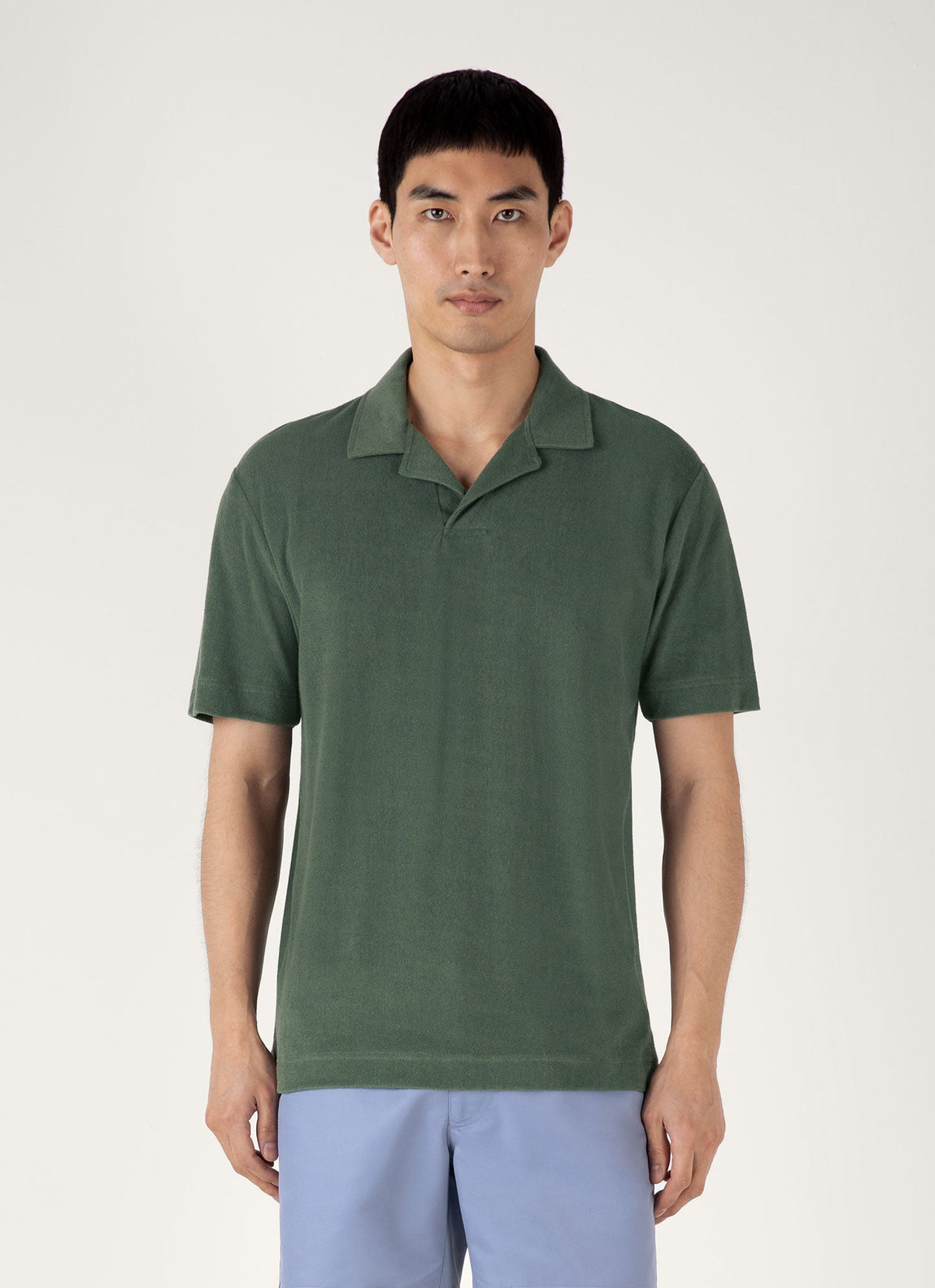 Men's Towelling Polo Shirt in Dusk Green