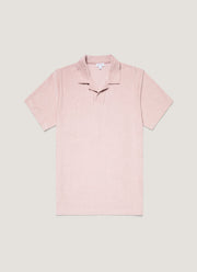 Men's Towelling Polo Shirt in Pale Pink
