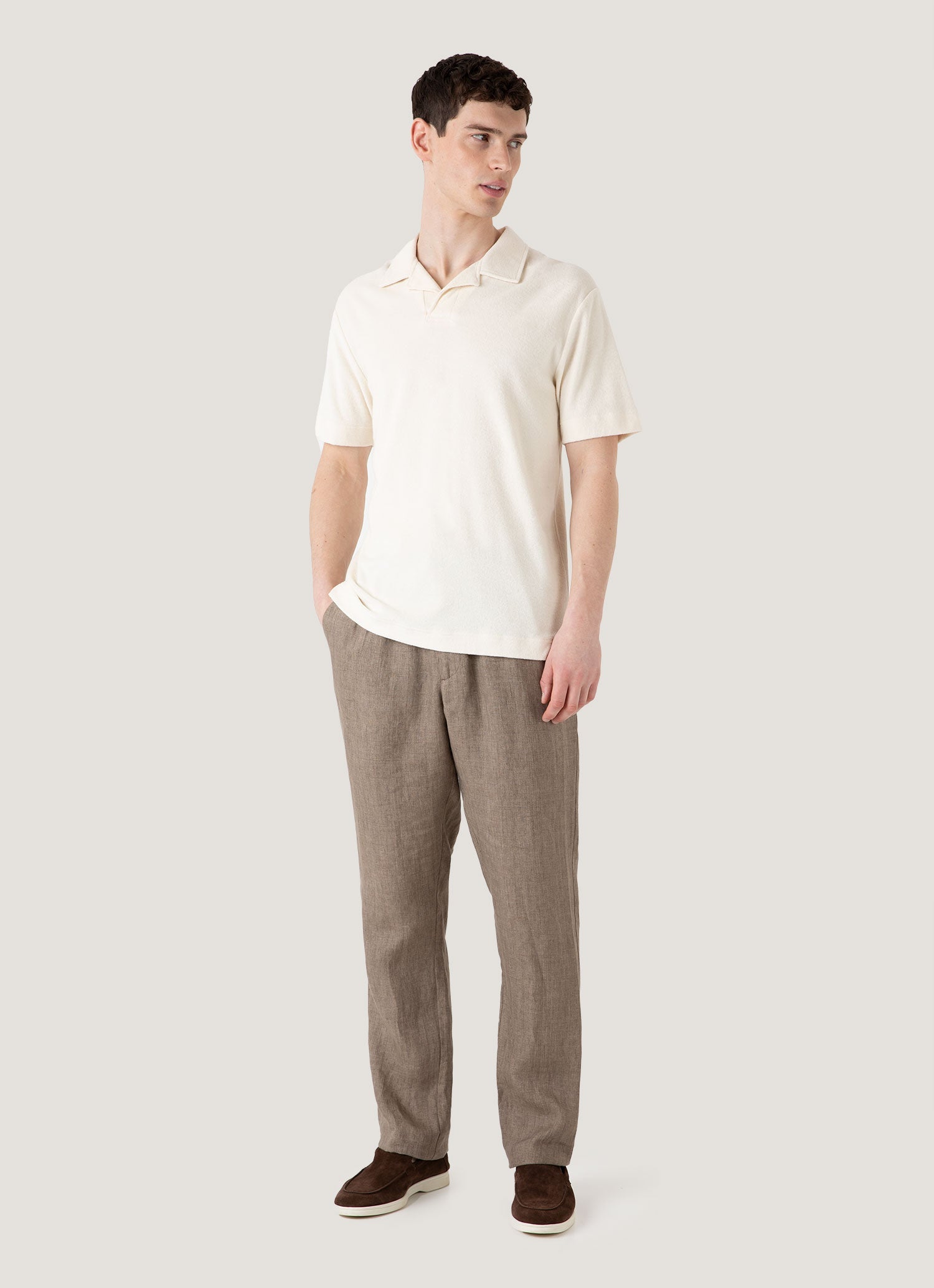 Men's Undyed Towelling Polo Shirt in Undyed