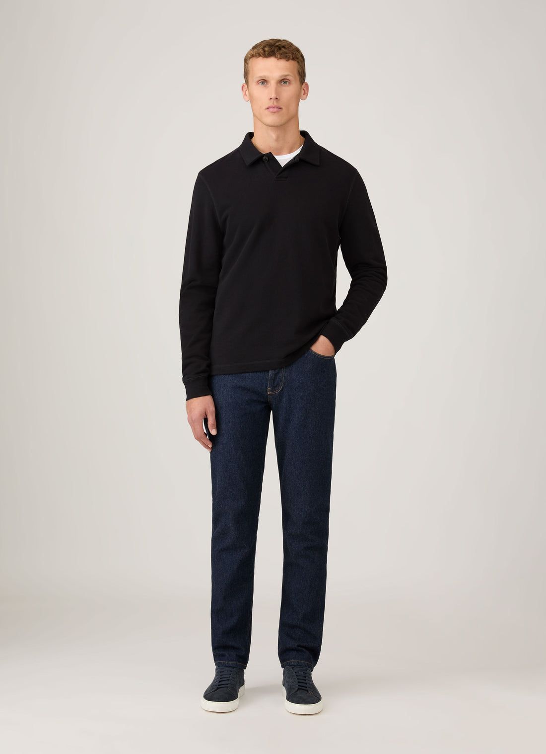 Men's Loopback Polo Sweatshirt in Black