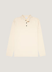 Men's Long Sleeve Sea Island Cotton Knit Polo Shirt in Undyed