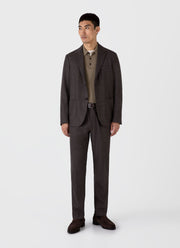 Men's Long Sleeve Sea Island Cotton Knit Polo Shirt in Dark Stone