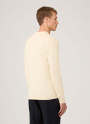 Men's Long Sleeve Sea Island Cotton Knit Polo Shirt in Undyed