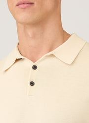 Men's Long Sleeve Sea Island Cotton Knit Polo Shirt in Undyed