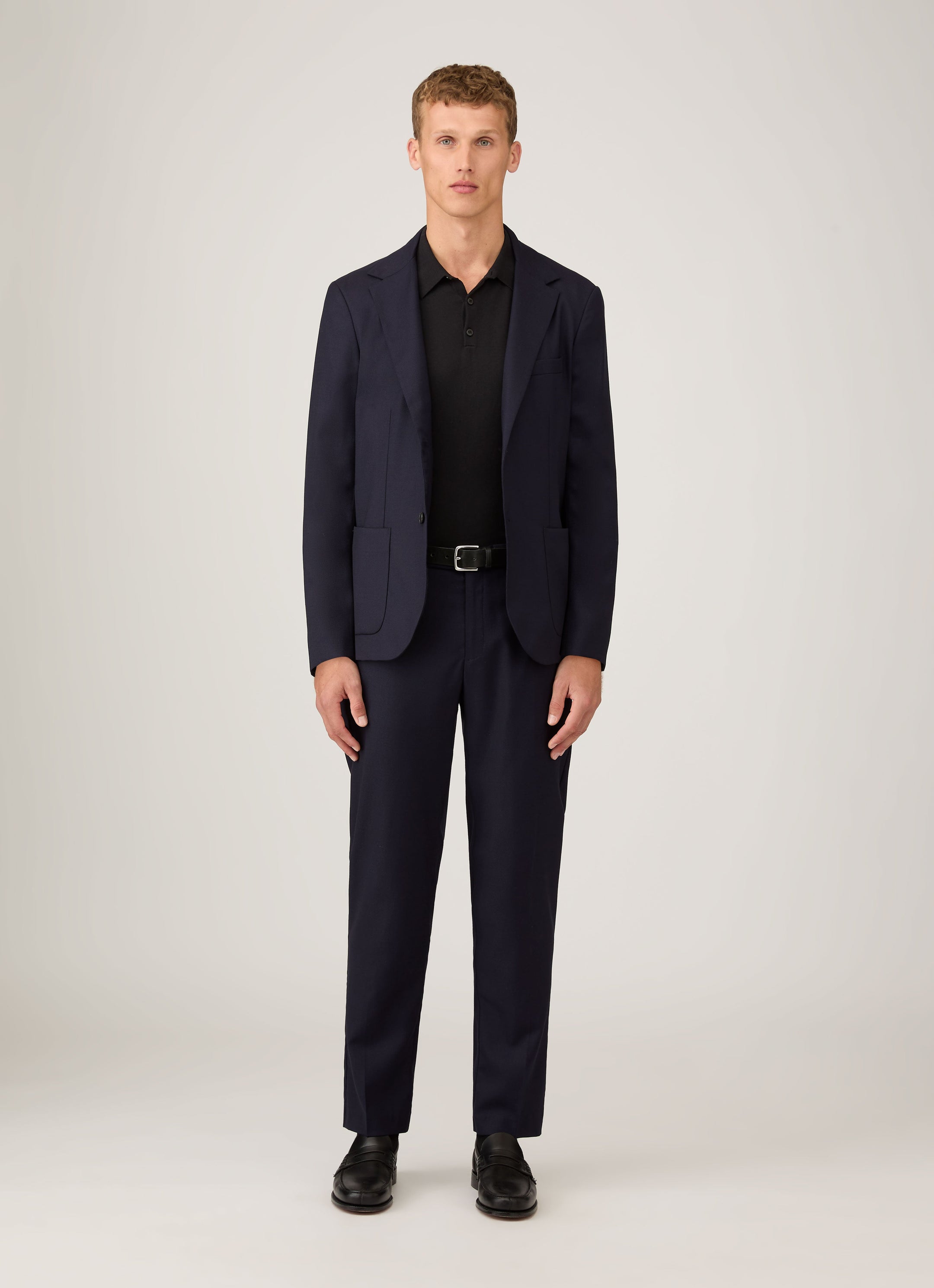 Men's Sea Island Cotton Knit Polo Shirt in Black