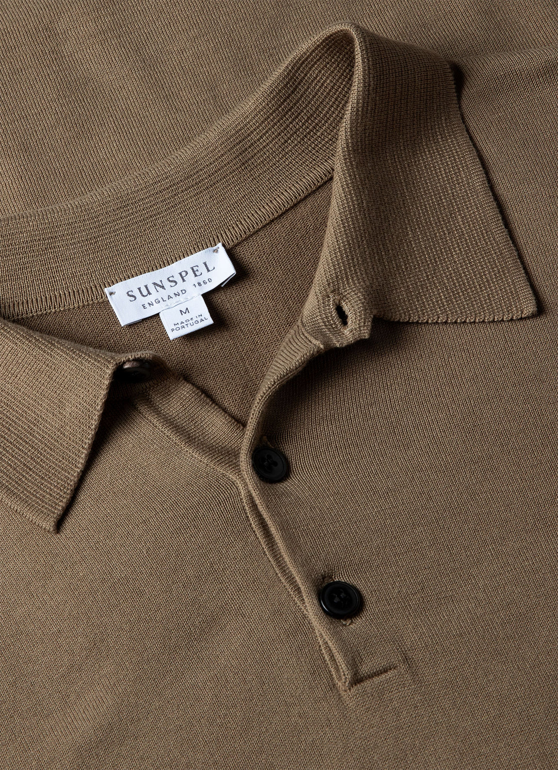 Men's Sea Island Cotton Knit Polo Shirt in Dark Stone