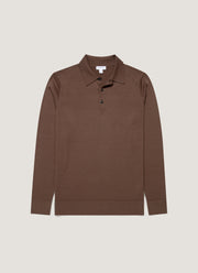 Men's Extra-Fine Merino Polo Shirt in Bark
