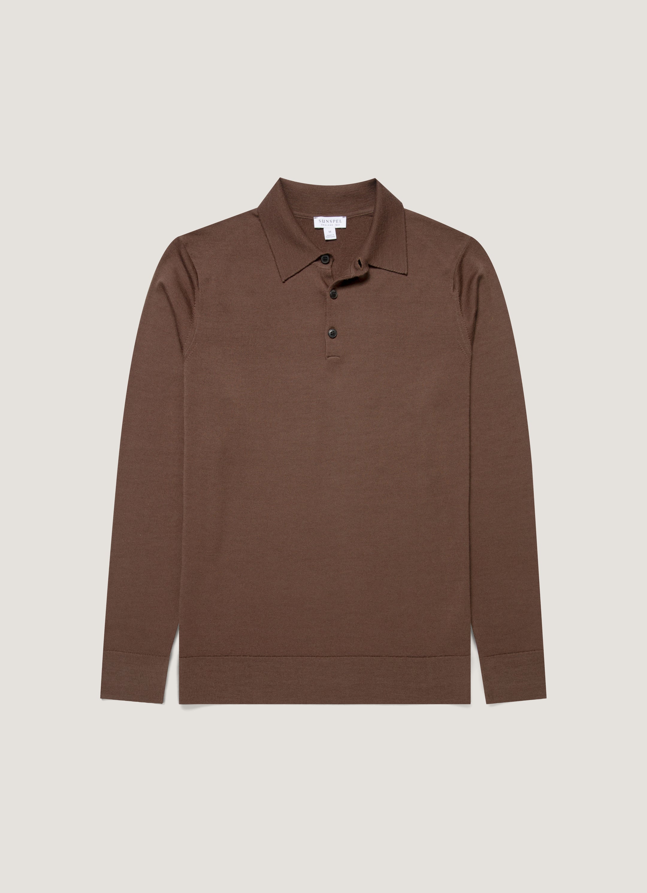 Men's Extra-Fine Merino Polo Shirt in Bark