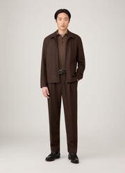 Men's Extra-Fine Merino Polo Shirt in Bark