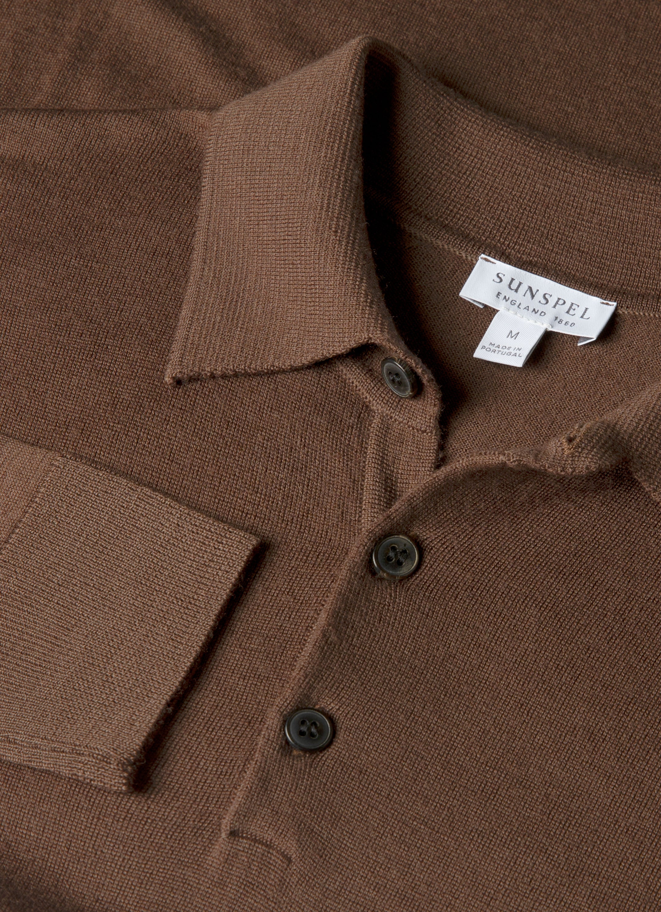 Men's Extra-Fine Merino Polo Shirt in Bark